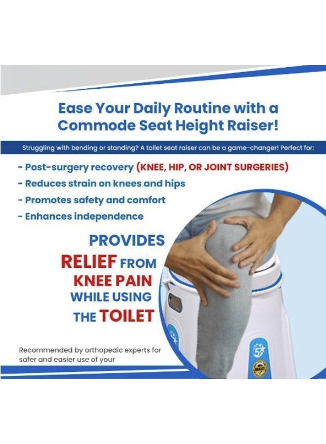 Lightweight and portable plastic raised toilet seat, 6 inches high, with cover - Image 4