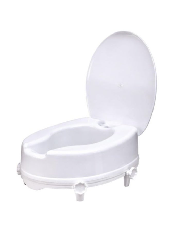 Lightweight and portable plastic raised toilet seat, 6 inches high, with cover - Image 1