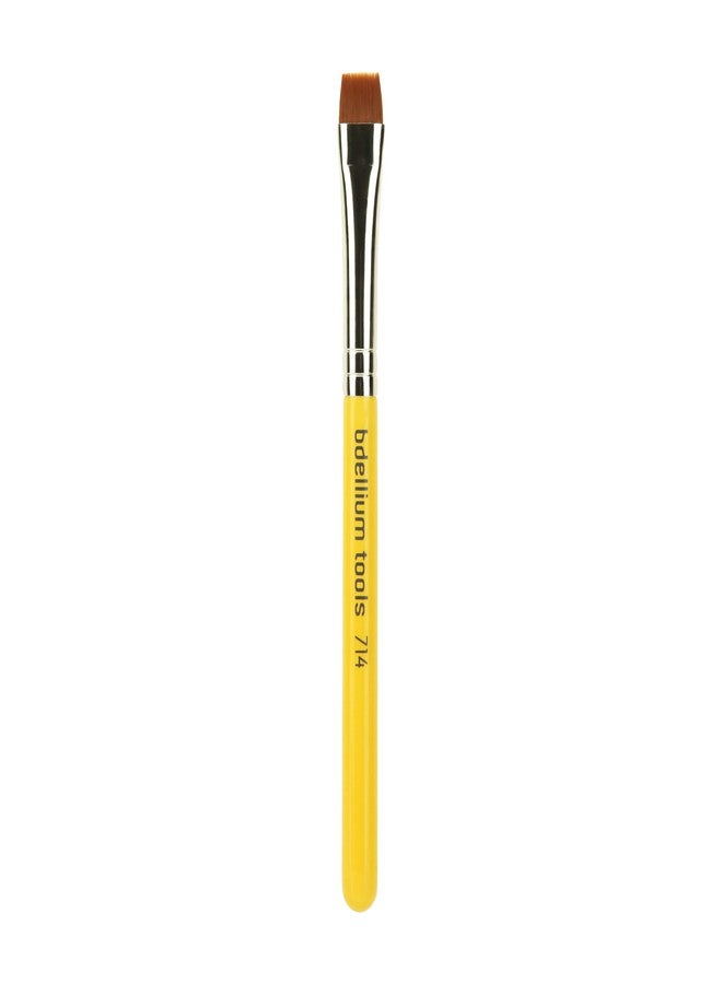 Bdellium Tools Professional Makeup Brush - Travel 714 Flat Eye Definer - Short Wooden Handle for Convenient Travel, For Eye Definition (Yellow, 1pc) - Image 1
