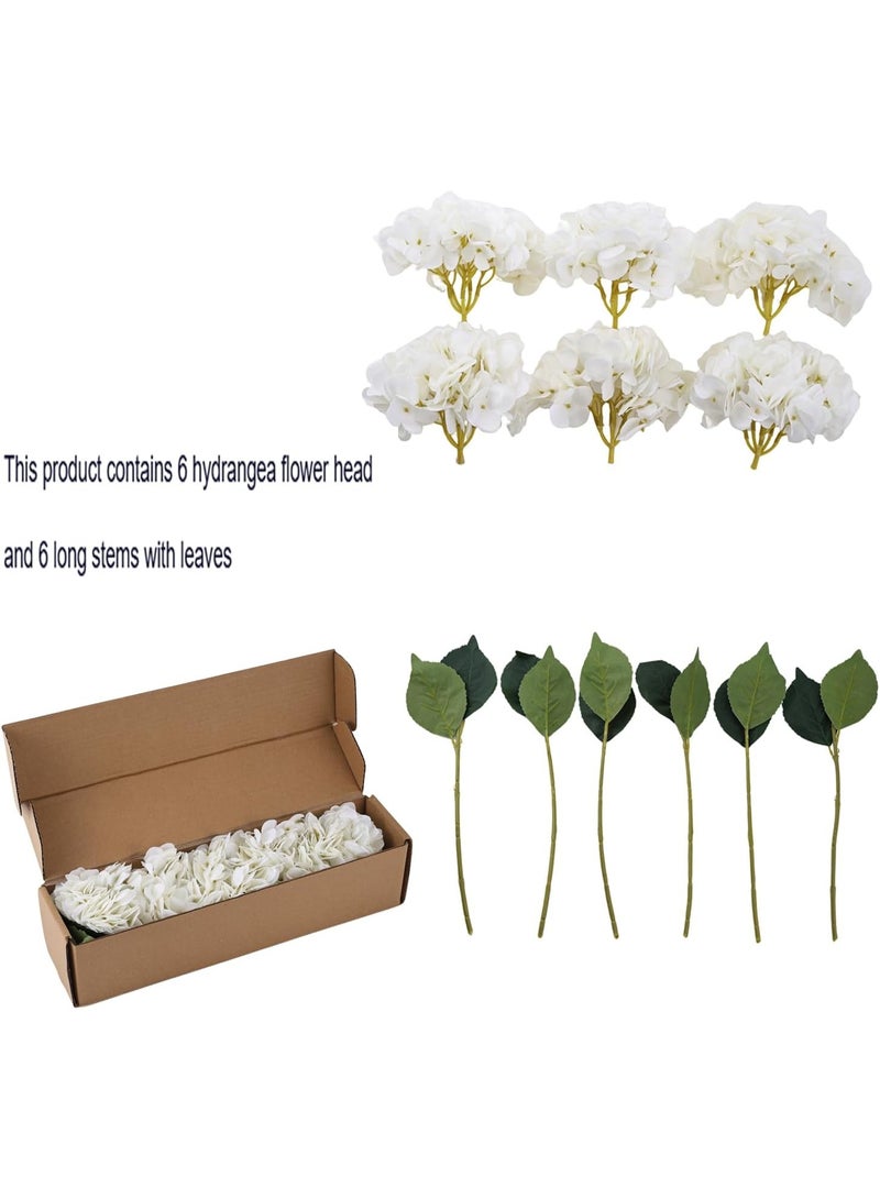 Kimura's Cabin 6pcs Faux White Hydrangeas Fake Flowers Artificial Silk Hydrangea Flower With Stems Bouquets Arrangement for Home Table Centerpieces Wedding Baby Shower Birthday Party Decoration(White) - Image 1