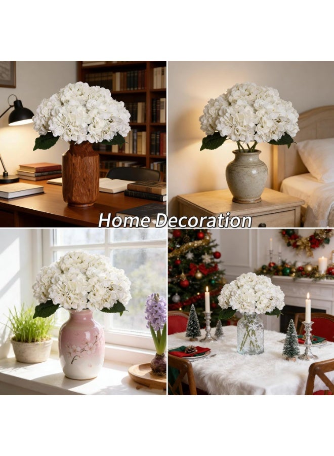 Kimura's Cabin 6pcs Faux White Hydrangeas Fake Flowers Artificial Silk Hydrangea Flower With Stems Bouquets Arrangement for Home Table Centerpieces Wedding Baby Shower Birthday Party Decoration(White) - Image 2