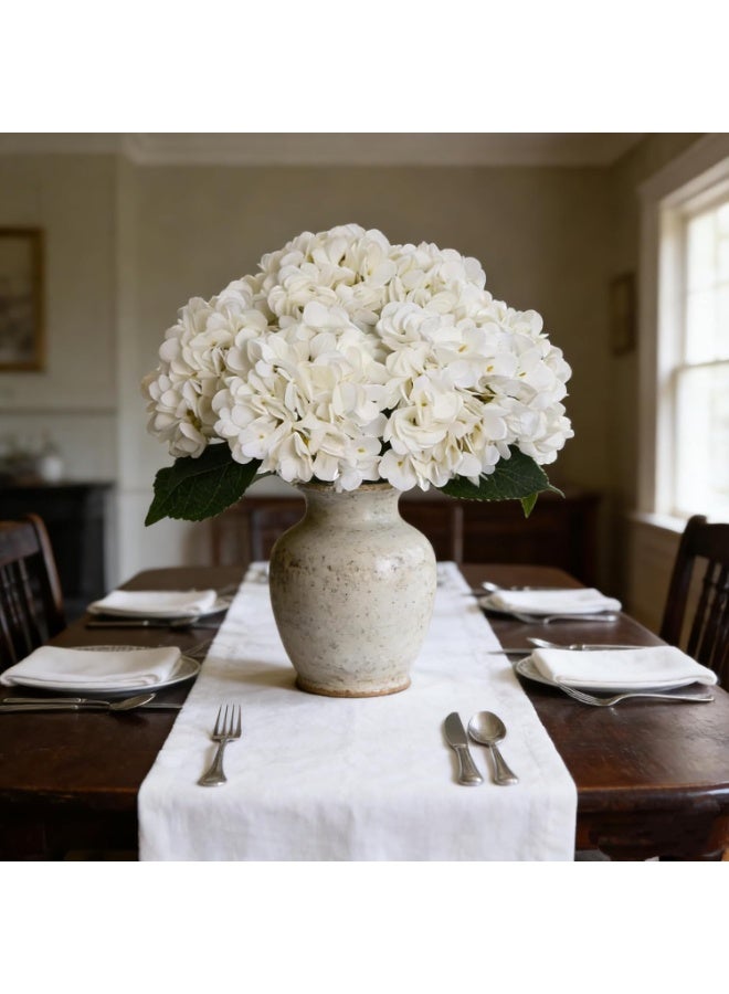 Kimura's Cabin 6pcs Faux White Hydrangeas Fake Flowers Artificial Silk Hydrangea Flower With Stems Bouquets Arrangement for Home Table Centerpieces Wedding Baby Shower Birthday Party Decoration(White) - Image 3