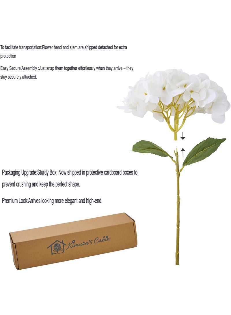 Kimura's Cabin 6pcs Faux White Hydrangeas Fake Flowers Artificial Silk Hydrangea Flower With Stems Bouquets Arrangement for Home Table Centerpieces Wedding Baby Shower Birthday Party Decoration(White) - Image 5