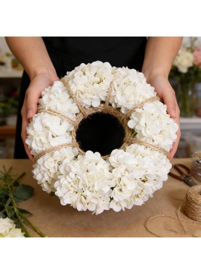 Kimura's Cabin 6pcs Faux White Hydrangeas Fake Flowers Artificial Silk Hydrangea Flower With Stems Bouquets Arrangement for Home Table Centerpieces Wedding Baby Shower Birthday Party Decoration(White) - Image 4