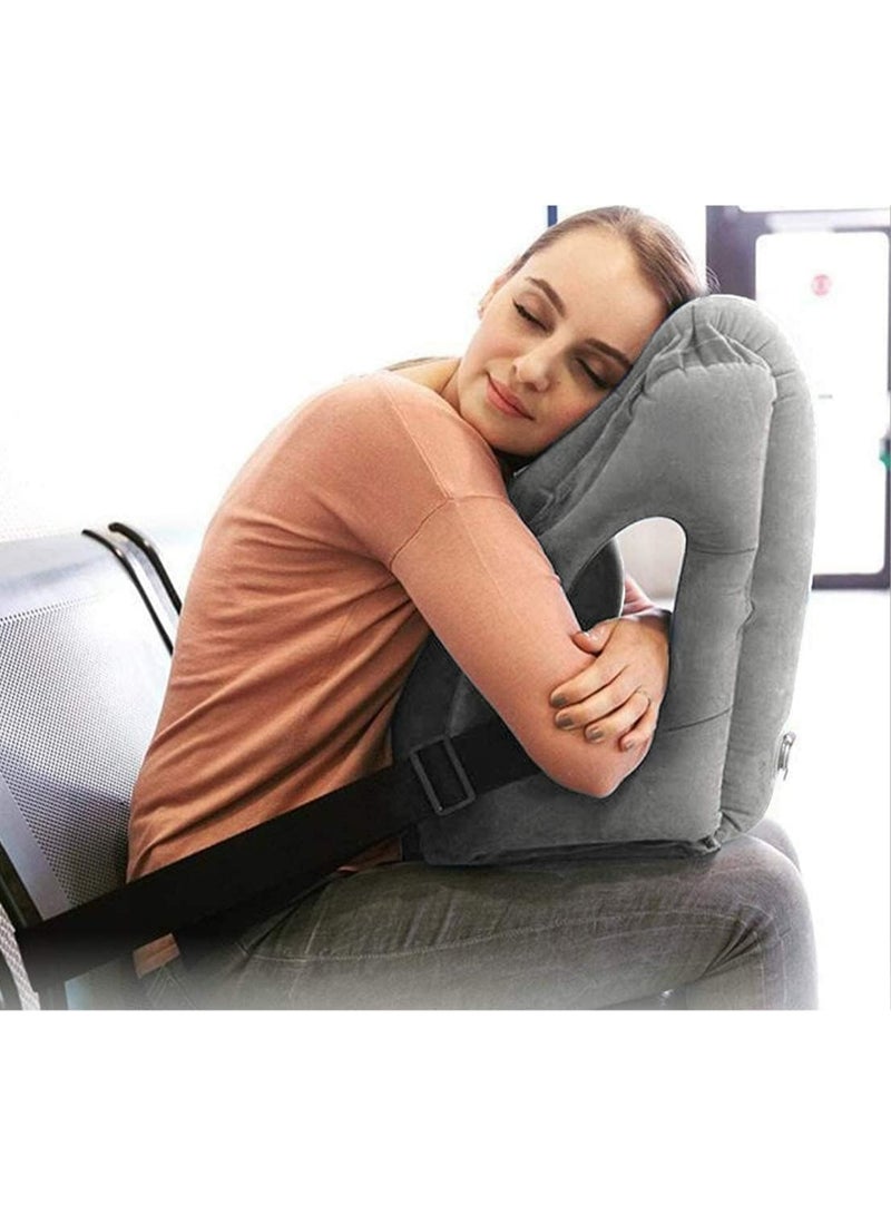 Premium Inflatable Travel Pillow – Ergonomic Neck Support, Portable for Airplane/Car/Office/Camping (Grey) - Image 2