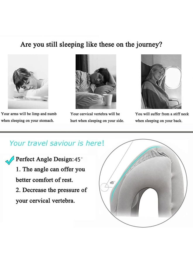 Premium Inflatable Travel Pillow – Ergonomic Neck Support, Portable for Airplane/Car/Office/Camping (Grey) - Image 4