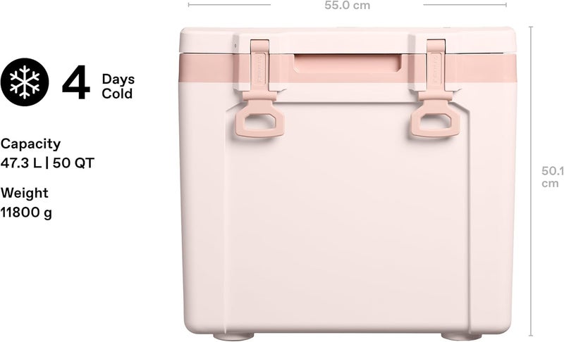 Stanley Adventure Outdoor Cooler 47.3L - Leakproof and Rugged Design - Ice Cold for 48 Hours - BPA-Free - Rose Quartz - Image 2