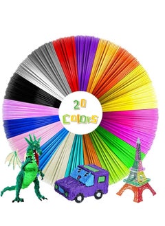 ELTRAZONE 3D Pen Filament Refills, 1.75mm PLA, 20 Unique Colors (Metallic, Fluorescent, Solid), 5M Each, Eco-Friendly, Bubble-Free, Universal Compatibility for 3D Pens & Printers  - Image 1
