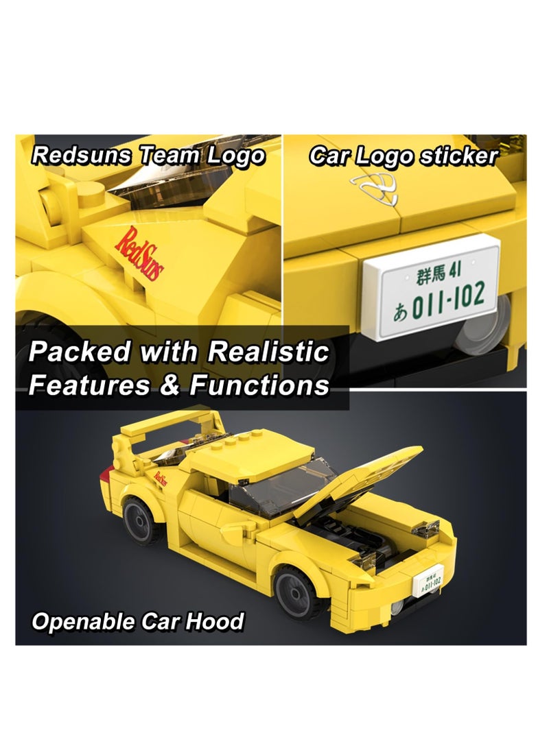 CaDA Toy Building Blocks Yellow Mazda Initial-D FD35 RX-7 Car Officially licensed C55013W 278pcs for +8 Years old - Image 3