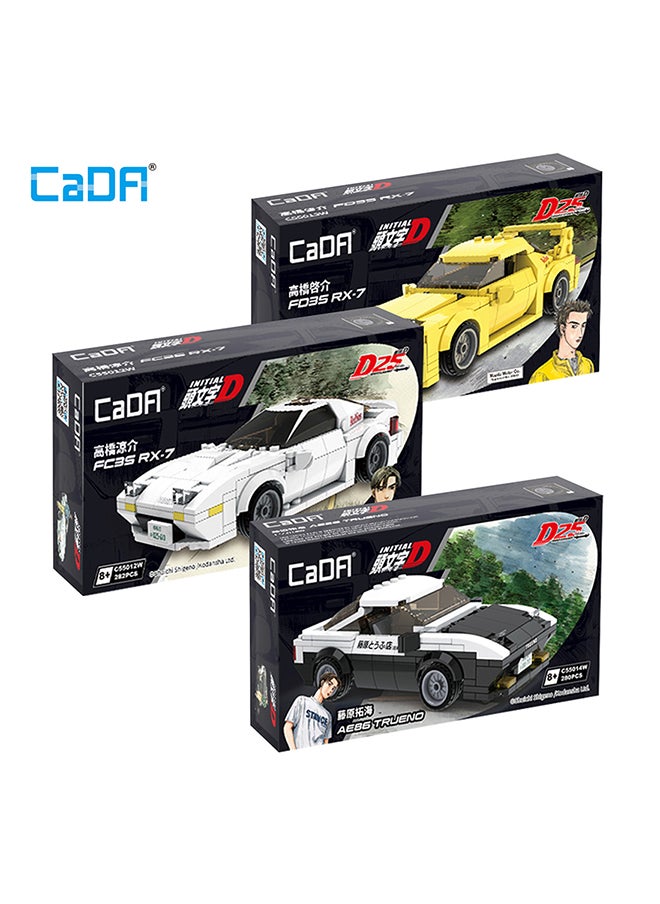 CaDA CaDA Toy Building Blocks Yellow Mazda Initial-D FD35 RX-7 Car Officially licensed C55013W 278pcs for +8 Years old  - Image 1