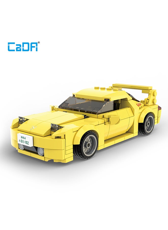 CaDA CaDA Toy Building Blocks Yellow Mazda Initial-D FD35 RX-7 Car Officially licensed C55013W 278pcs for +8 Years old  - Image 2