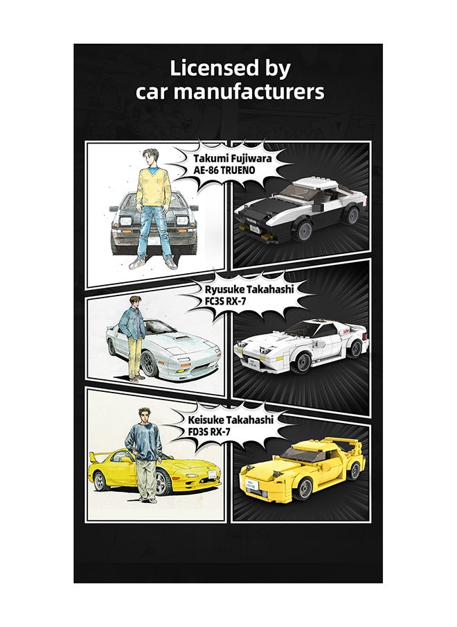 CaDA CaDA Toy Building Blocks Yellow Mazda Initial-D FD35 RX-7 Car Officially licensed C55013W 278pcs for +8 Years old  - Image 3