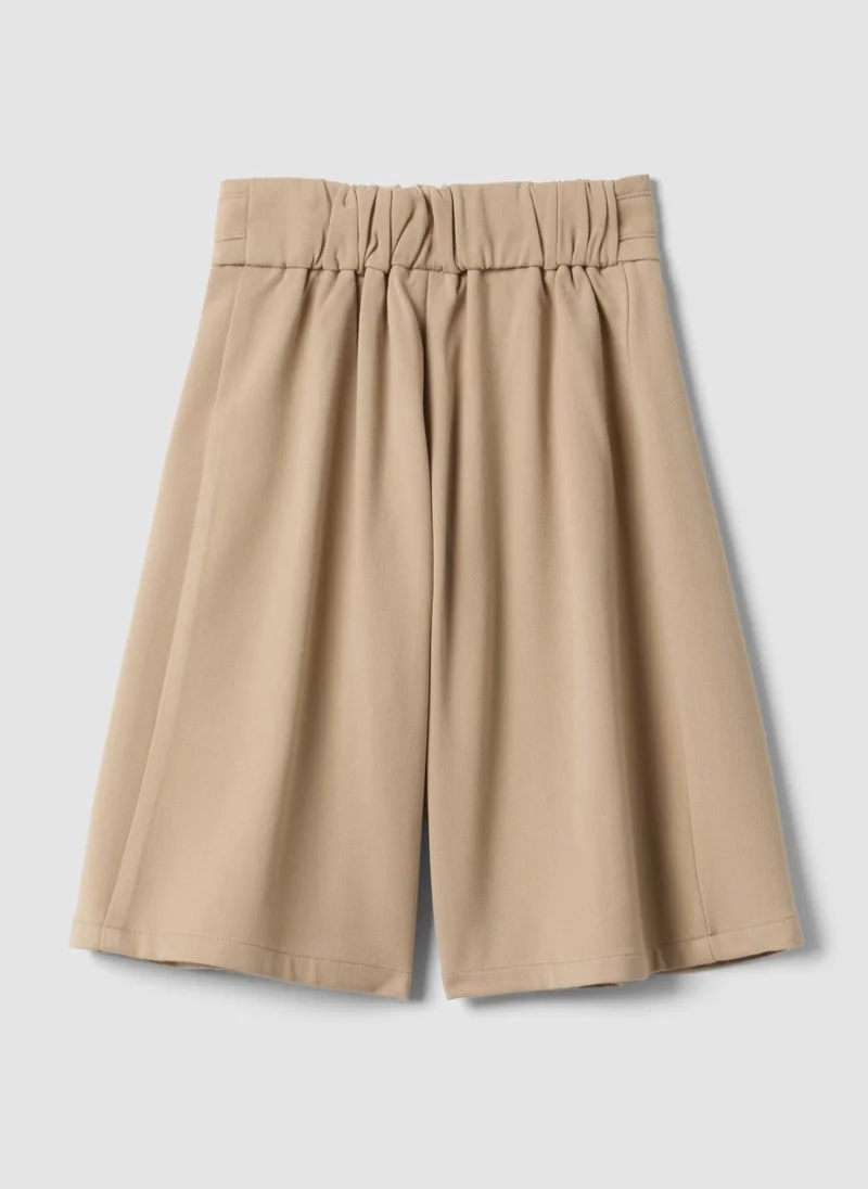 Ovs OVS Beige Wide-Leg Stretch Viscose Trousers With Bow For Baby Girl