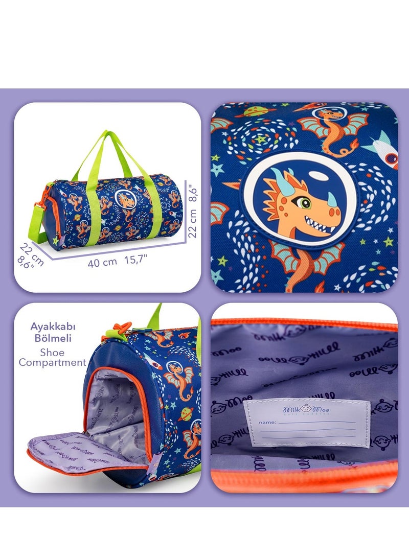 Milk & Moo - Kids Sports Bag, Duffel Bag for Kids, Separate Shoe Compartment, Zipper Bag, Mesh Pockets, Adjustable Strap, Lightweight & Durable Design, Suitable for Kids Sports Activities, Picnics, Traveling - Image 1