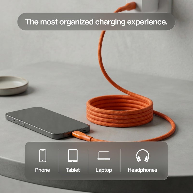 Statik MagStack Pro USB C to USB C Cable, Magnetic Type C Charger Fast Charging Cord, On The Go Magnetic Charging Cable for Car, Compatible with 16 Pro Max, 15, Galaxy S21 S20 Ultra, Orange 100W 3FT - Image 4