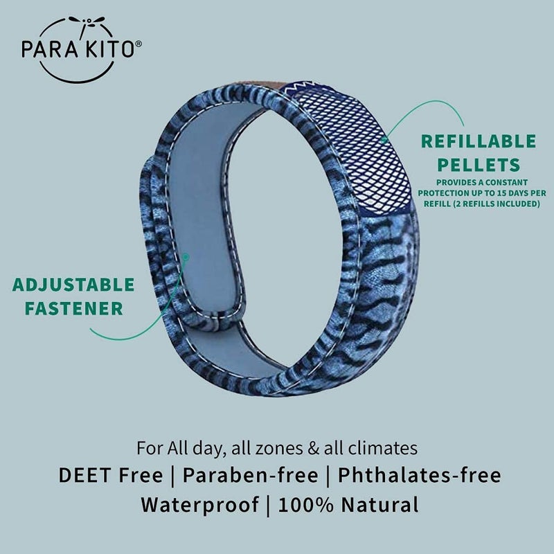 PARA'KITO Mosquito Insect & Bug Protection Wristband - Mosquito Stickers & Bug Spray Alternative - Summer Essentials, Beach Accessories, Hiking & Camping Essentials - Natural Essential Oils (Mackerel) - Image 2