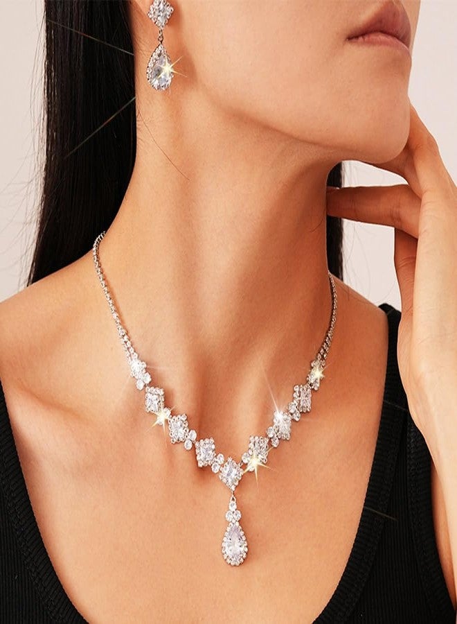 ايفينت طقم مجوهرات زفاف مرصع بالألماس من إيرنت، يتضمن قلادة وأقراط، للنساء - Image 5