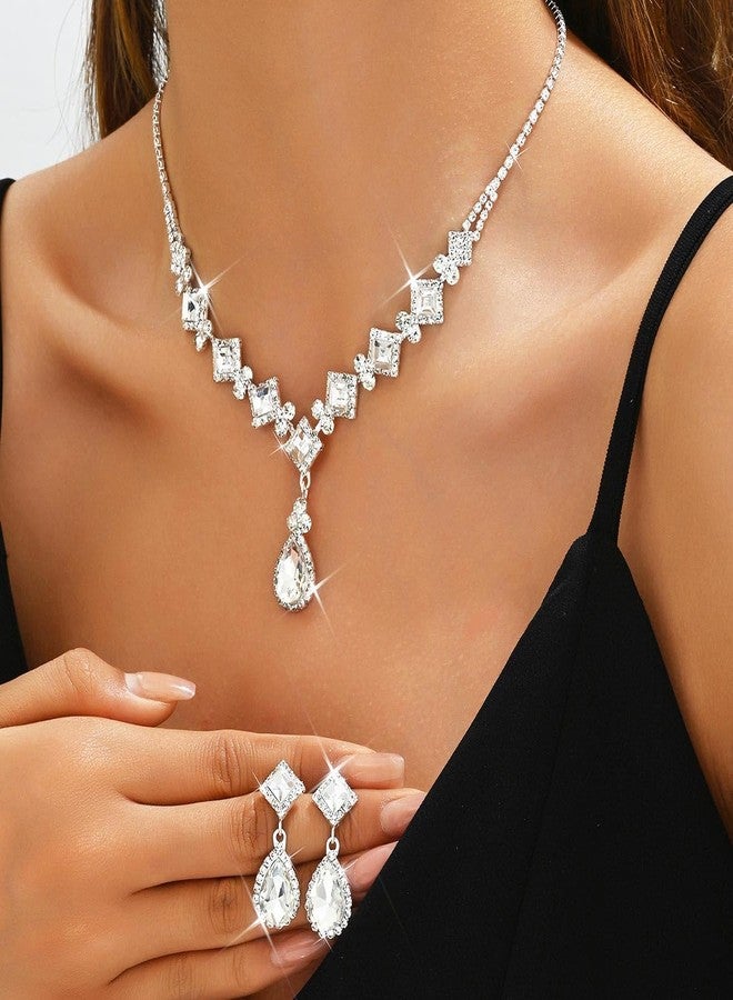 ايفينت طقم مجوهرات زفاف مرصع بالألماس من إيرنت، يتضمن قلادة وأقراط، للنساء - Image 3