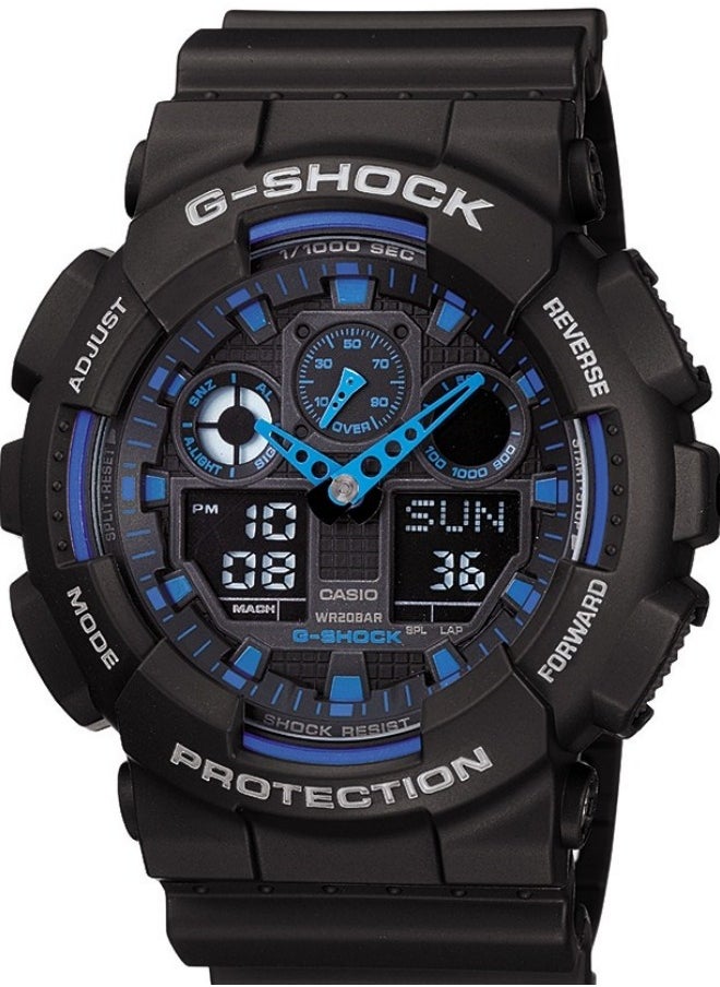 CASIO - G-Shock GA100-1A2 Analog-Digital Speed Indicator Black Dial Men's Watch - Image 1
