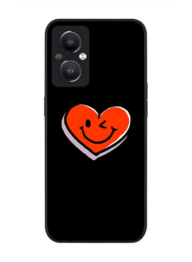 Stylizedd Rugged Black edge case for Reno8 Z 5G / Reno8 Lite 5G / Reno7 Z 5G Slim fit Soft Case Flexible Rubber Edges Anti Drop TPU Gel Thin Cover - Winking Heart - Image 1