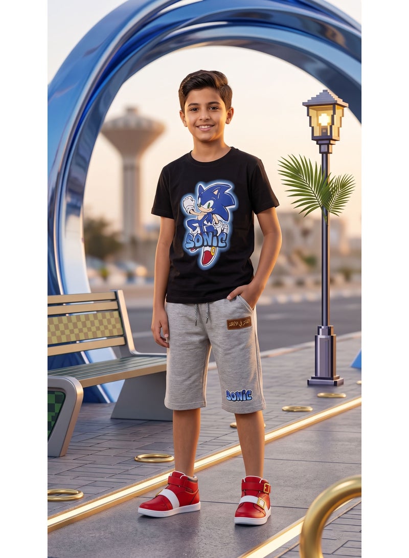 Boys' Sonic the Hedgehog T-Shirt & Shorts Set - Black/Grey