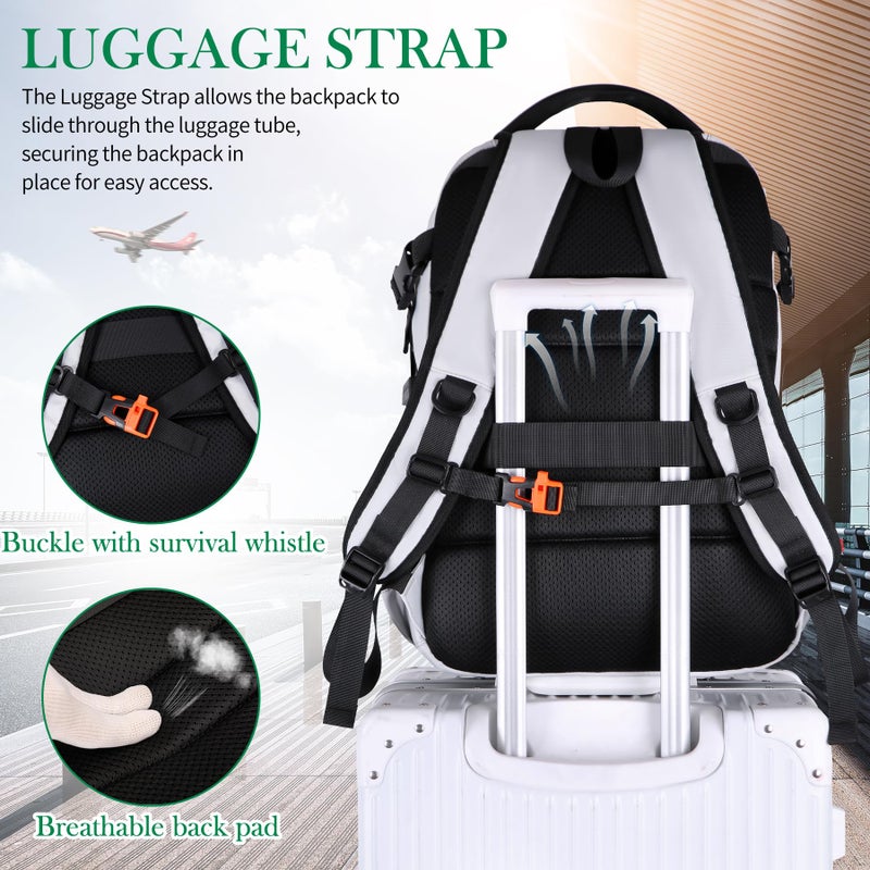 FENGDONG Durable Waterproof Travel Laptop Backpack 17.3 inch,Large College Backpack Bookbag for Men & Women Business Backpack with USB Charging Port and Headset Port Silver Black - Image 5