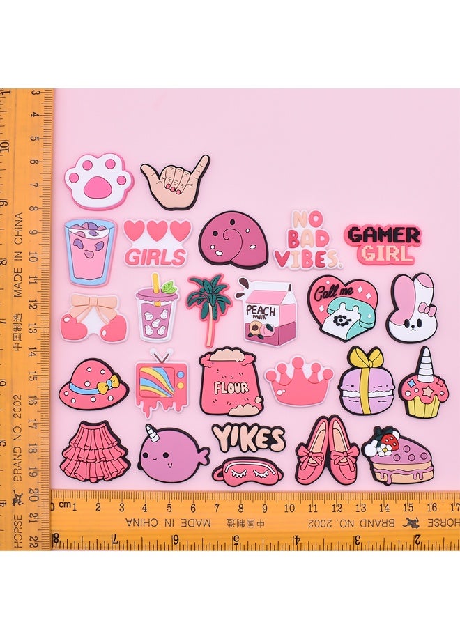 30Pcs Pink Girls Decoration Charms, Shoe Decoration, Cute Girly Charm Gift for Girls Kids Teens Women Adults - Image 2