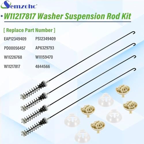 Semzohc W11217817 WTW4850HW1 WTW4855HW1 WTW4855HW2 WTW4855HW3 WTW4955HW1 WTW4955HW3 WTW4950HW1 WTW4655JW2 Washer Suspension Rod Kit 26.45 inch Fit for Whirl-pool Washer,also fit for May-tag MVWC465HW2 - Image 4
