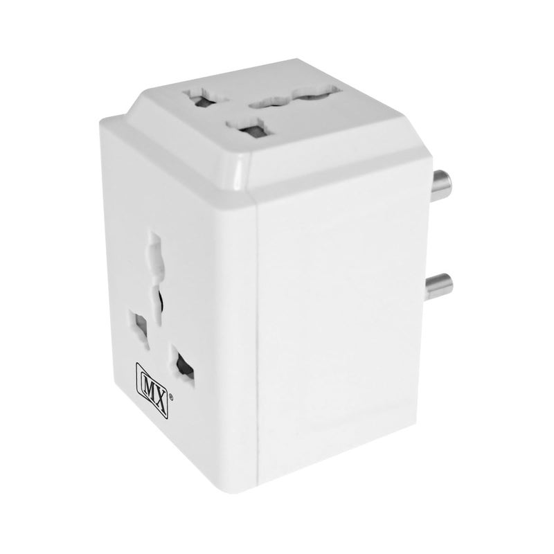 MX 3-Pin Universal Travel Adapter | Multi-Plug Socket for 2-Pin & 3-Pin Devices | 3-Way Outlet, 250V Max | Compatible with Laptops, Mobiles, Home & Office - Image 1
