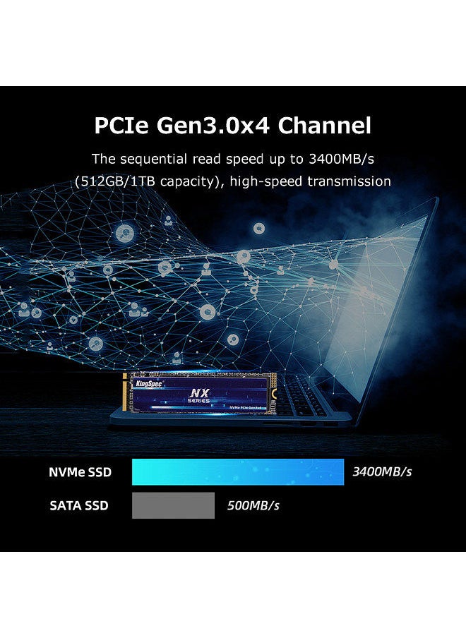 KingSpec - NX 1TB M.2 NVMe Solid State Drive SSD PCIe Gen3.0x4 Interface High-speed Transmission Wide Compatibility - Image 1