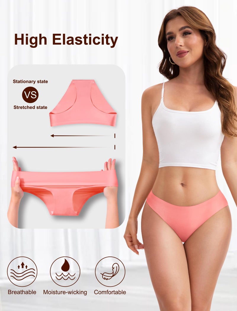 MISSWHO Womens Underwear Seamless Bikini Comfortable Panties No Show Invisibles Soft Ladies Stretchy Low Rise Hipster Briefs 6 Pack, M - Image 2