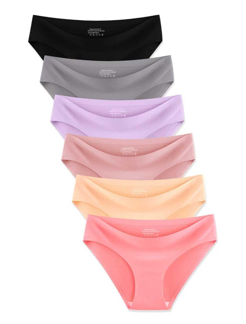 MISSWHO Womens Underwear Seamless Bikini Comfortable Panties No Show Invisibles Soft Ladies Stretchy Low Rise Hipster Briefs 6 Pack, M - Image 1
