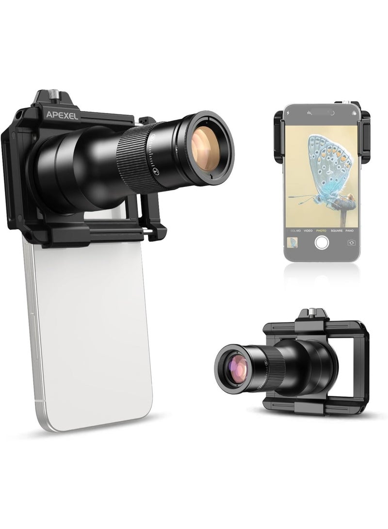 APEXEL 2-in-1 Mobile Phone Telephoto Macro Lens Kit 6X Telephoto Lens and 150mm Macro with Universal Phone Mount Storage Bag for for iPhone and Andriod - Image 3