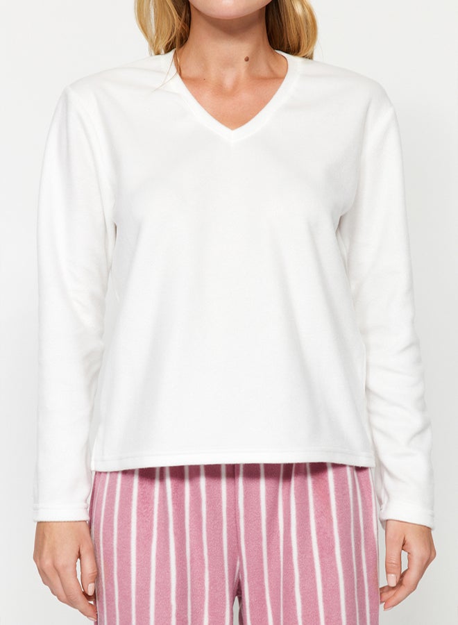 trendyol Striped Winter Knitted Pajamas Set - Image 4