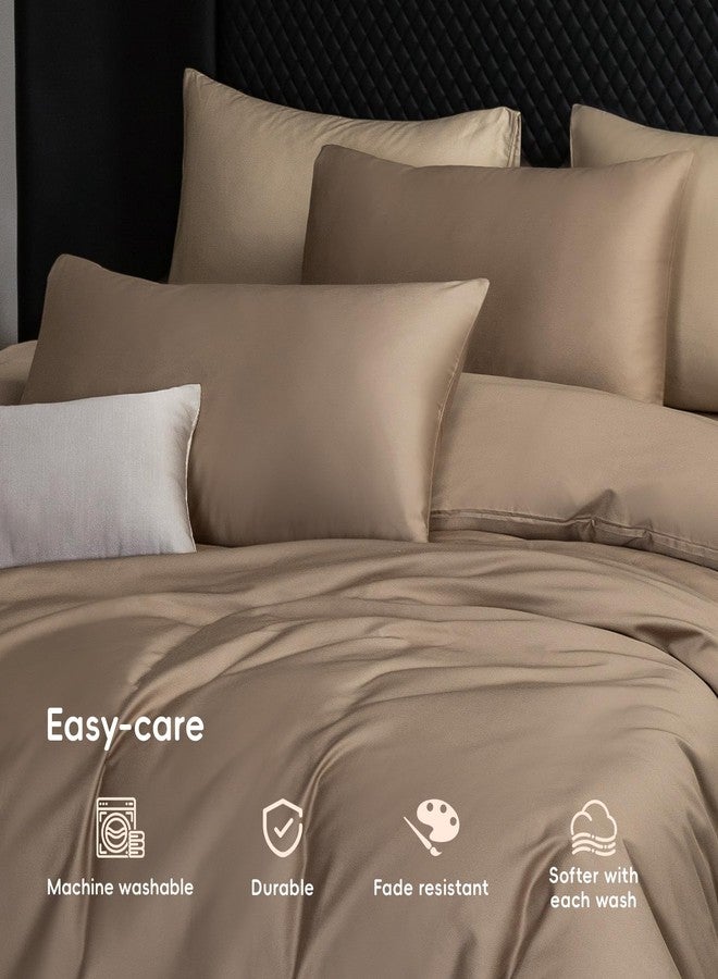 MooMee Pillow Cases Set of 2, 100% Extra Long Staple Cotton 600 Thread Count Pillowcases Sateen Silky Soft Breathable Cooling Hotel Like Pillow Covers (Mocha Brown, Standard 20x26) - Image 3