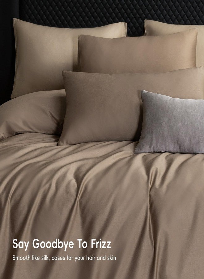 MooMee Pillow Cases Set of 2, 100% Extra Long Staple Cotton 600 Thread Count Pillowcases Sateen Silky Soft Breathable Cooling Hotel Like Pillow Covers (Mocha Brown, Standard 20x26) - Image 5