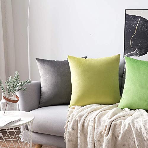 ATOOTFUSION Pack of 2, Smooth Soft Solid Decorative Square Throw Pillow Set Cushion Filler for Sofa Bedroom Car Halloween18 x 18 Inch 45 x 45 cm (Grey) - Image 3