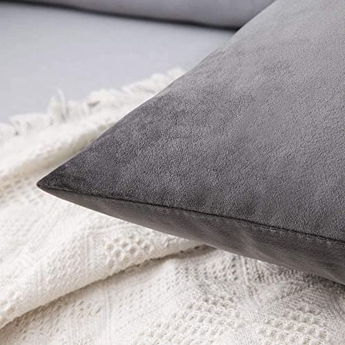 ATOOTFUSION Pack of 2, Smooth Soft Solid Decorative Square Throw Pillow Set Cushion Filler for Sofa Bedroom Car Halloween18 x 18 Inch 45 x 45 cm (Grey) - Image 5
