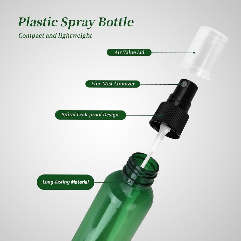 YEUIKERR 36 Pack Fine Mist Small Spray Bottles 4 oz/120 ml Plastic Spray Bottles, Empty Small Travel Spray Bottle, Refillable Mini Sprayer Bottle Bulk with Funnels and Labels, Green - Image 3