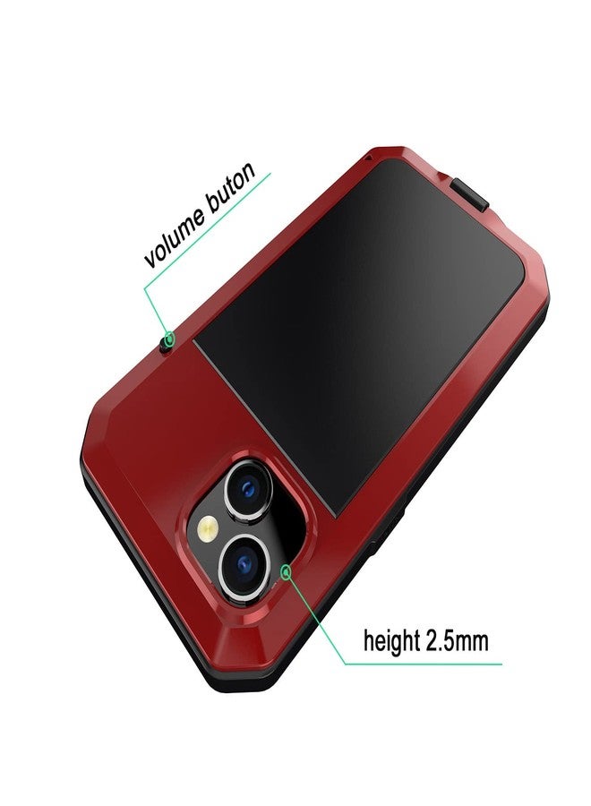 Marrkey for iPhone 14 Case, 360 Full Body Protective Cover Heavy Duty Shockproof Tough Armour Aluminum Alloy Metal Case with Silicone Built-in Screen Protector for Apple iPhone 14 6.1 Inch - Red - Image 4