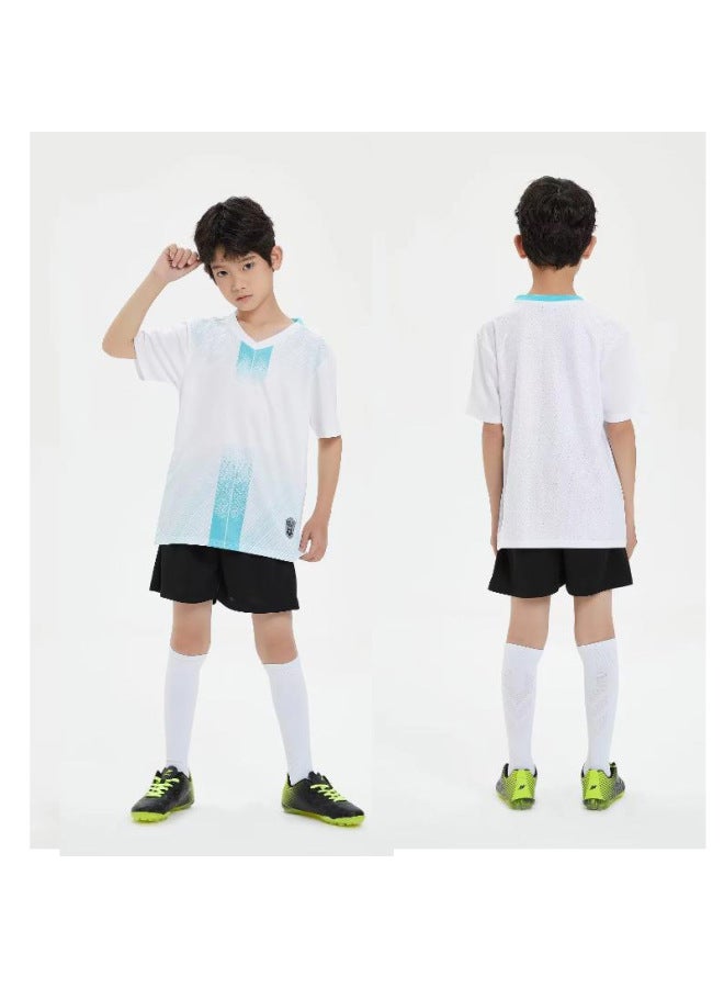 8859 White Children's Football Uniform Set Quick-drying Kindergarten Primary And Secondary School Students Training Camp Short-sleeved Clothing Women's Printed Team Uniform
