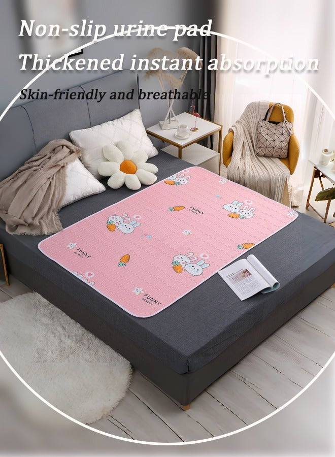 Vinnatsu 70x90cm/80×120cm Two Sizes Baby Diaper Pad Baby Changing Pads Baby Waterproof Bed Pad Bed Wetting Pads Washable Four Layers of Thick Water Absorption Kids Toddler Potty Training Pads Baby Wateproof Pad Mat for Pack Play/Crib Reusable Incontinence Underpads for Kids/Adult Pink - Image 2