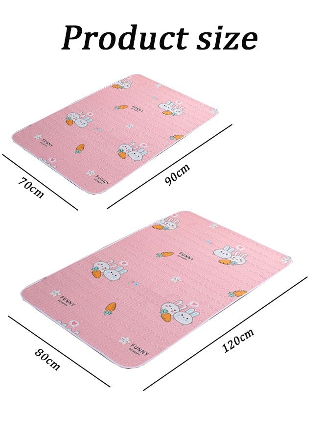 Vinnatsu 70x90cm/80×120cm Two Sizes Baby Diaper Pad Baby Changing Pads Baby Waterproof Bed Pad Bed Wetting Pads Washable Four Layers of Thick Water Absorption Kids Toddler Potty Training Pads Baby Wateproof Pad Mat for Pack Play/Crib Reusable Incontinence Underpads for Kids/Adult Pink - Image 3