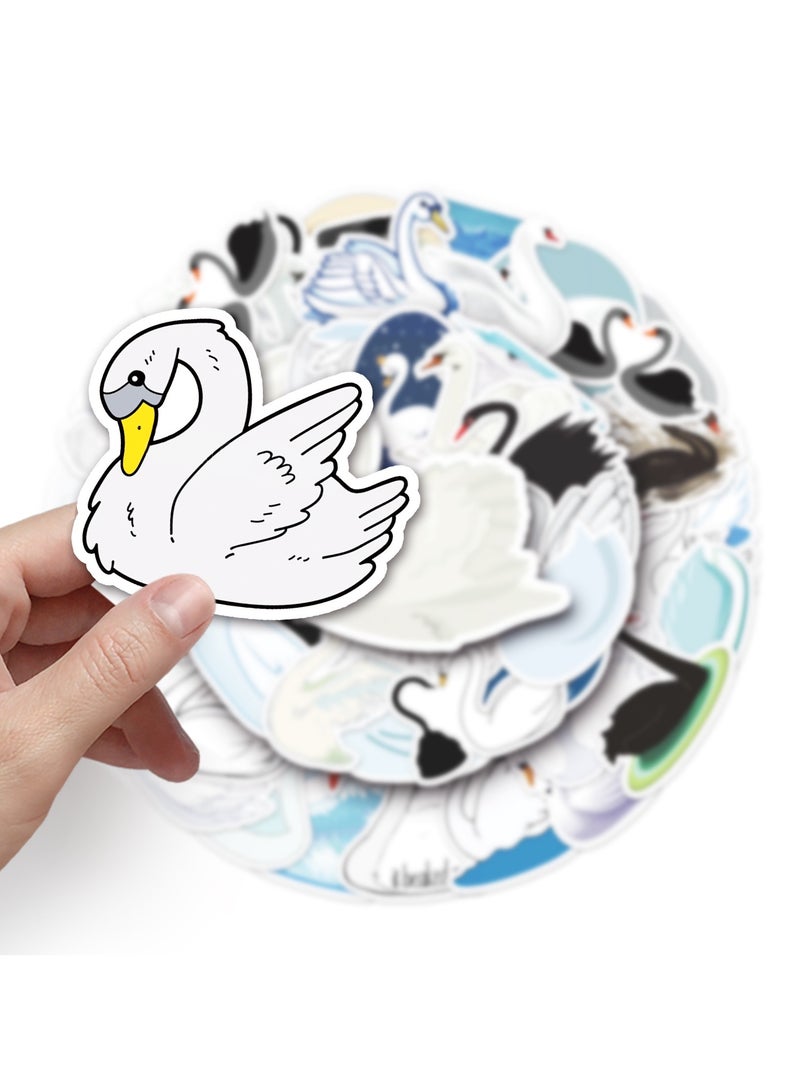 50Pcs Exquisite Swan Stickers Pack Gift for Teens Boys Girls Cartoon Waterproof Vinyl Stickers for Laptop Tablet Flasks Water Bottle Luggage Car Phone Cup Cute Birds Decals Pack - Image 4