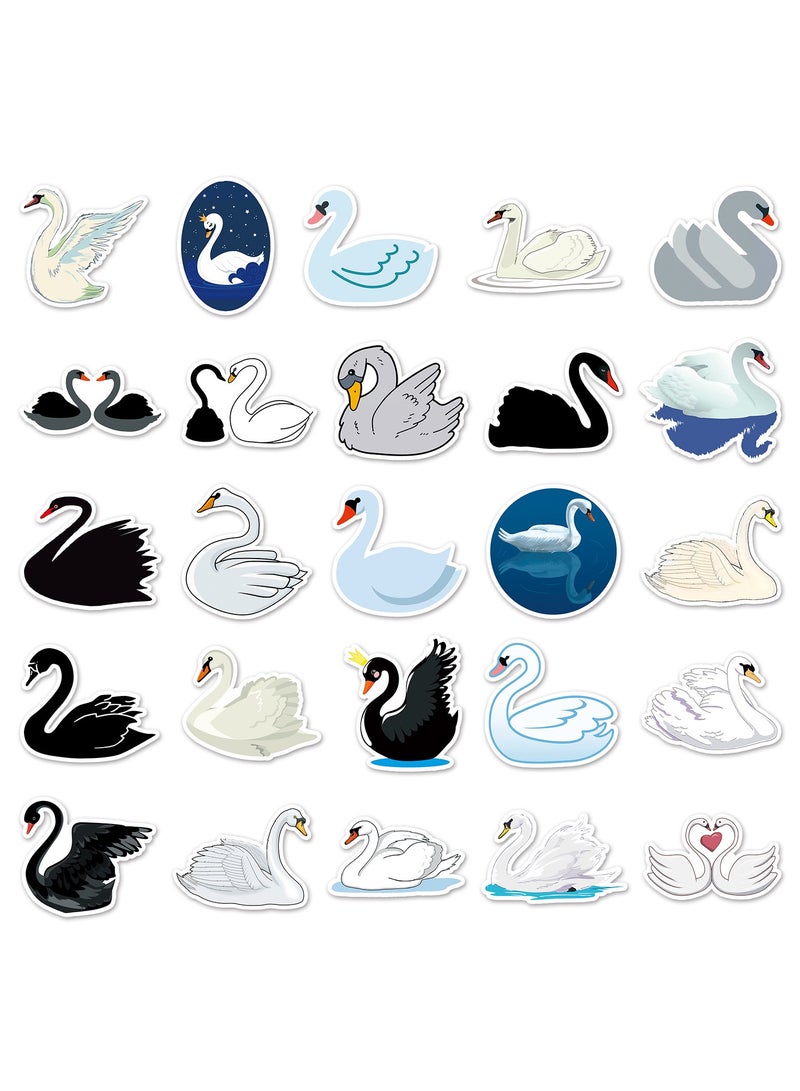 50Pcs Exquisite Swan Stickers Pack Gift for Teens Boys Girls Cartoon Waterproof Vinyl Stickers for Laptop Tablet Flasks Water Bottle Luggage Car Phone Cup Cute Birds Decals Pack - Image 3