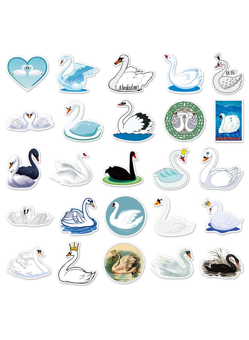 50Pcs Exquisite Swan Stickers Pack Gift for Teens Boys Girls Cartoon Waterproof Vinyl Stickers for Laptop Tablet Flasks Water Bottle Luggage Car Phone Cup Cute Birds Decals Pack - Image 2