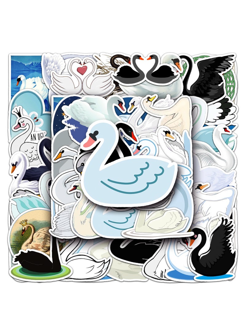 50Pcs Exquisite Swan Stickers Pack Gift for Teens Boys Girls Cartoon Waterproof Vinyl Stickers for Laptop Tablet Flasks Water Bottle Luggage Car Phone Cup Cute Birds Decals Pack - Image 5
