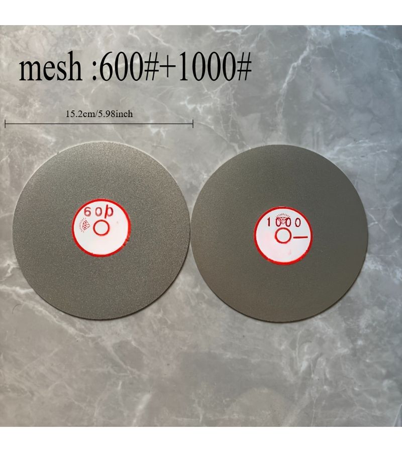 15.2cm Diamond Grinding Discs Set 2PCS 600 1000 Grit for Jade Glass Polishing - Image 2