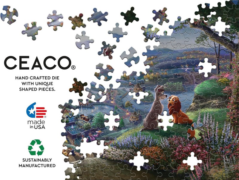 Ceaco - Disney - Thomas Kinkade - Lady and The Tramp Falling in Love - 300 Oversized Piece Jigsaw Puzzle - Image 5