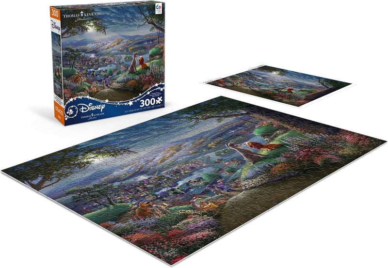 Ceaco - Disney - Thomas Kinkade - Lady and The Tramp Falling in Love - 300 Oversized Piece Jigsaw Puzzle - Image 4